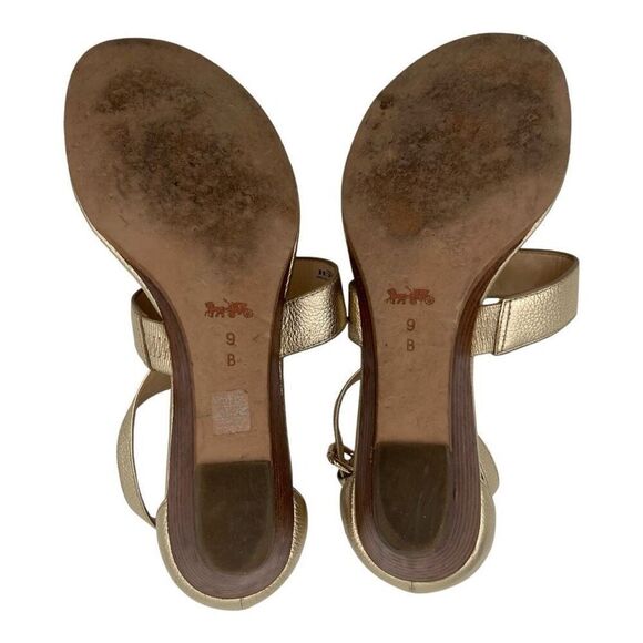 Coach Women's Metallic Low Heel Thong Strap Sandals Gold Size 9B - Picture 6 of 8